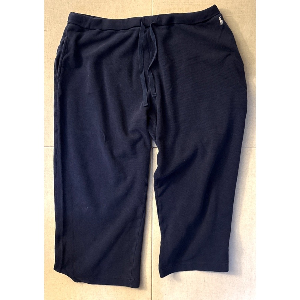 Polo Ralph Lauren Mens Navy Blue Waffle Knit Thermal Lounge Pajama Pants Small